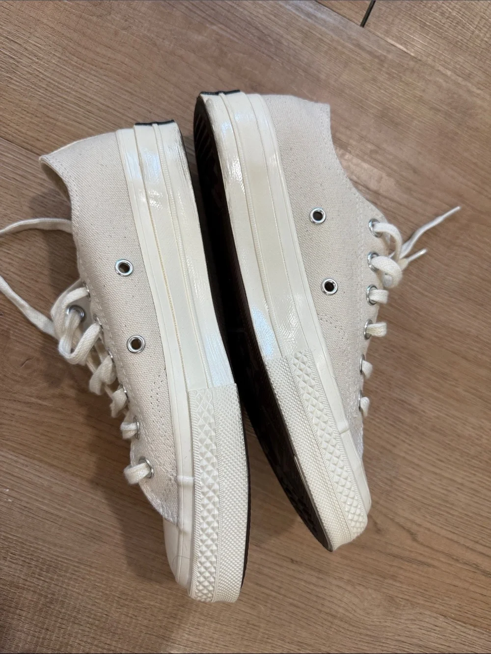 Converse Low Top Canvas Sneakers in Cream